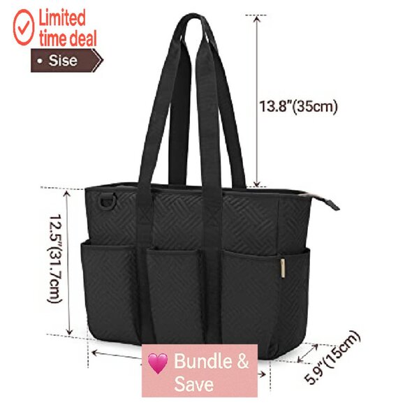 Large Capacity Nurse Tote Bag with Padded Laptop Sleeve & Multiple Pockets - Picture 7 of 7